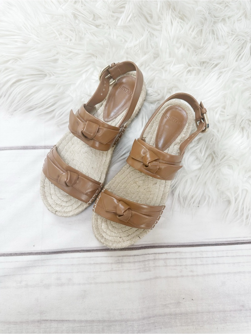 Alexandre Birman Clarita Bow Leather Espadrille Slingback Flat Sandal EU 37.5 - Picture 2 of 9